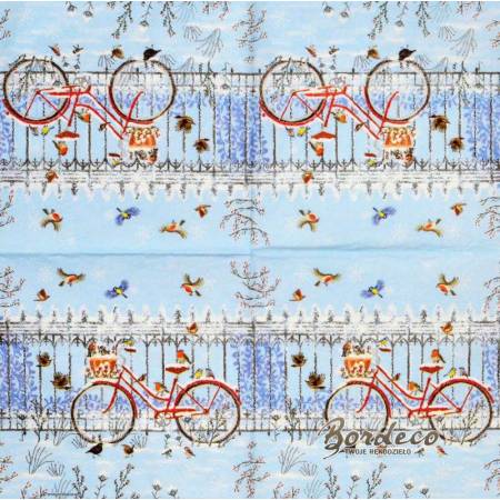 Serwetka decoupage firmy AMBIENTE rower w zimie 33x33cm